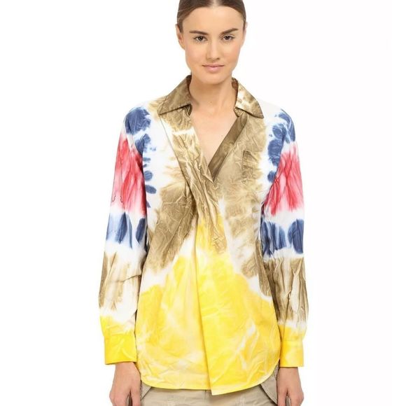 DSQUARED2 Cotton Poplin Tie Dye long sleeve shirt | size 38 | NWT | US SZ 2 - Picture 1 of 13